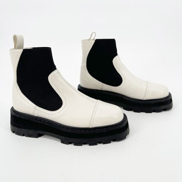 Jimmy Choo Clayton White Leather Chunky Platform Chelsea Boot women's IT 36.5 - Picture 1 of 11